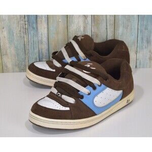 VTG Es Accel Men's Size 10.5 Skateboarding Sneakers Brown White Blue Skate Shoes